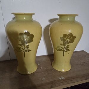 Vintage Floral Yellow Vases